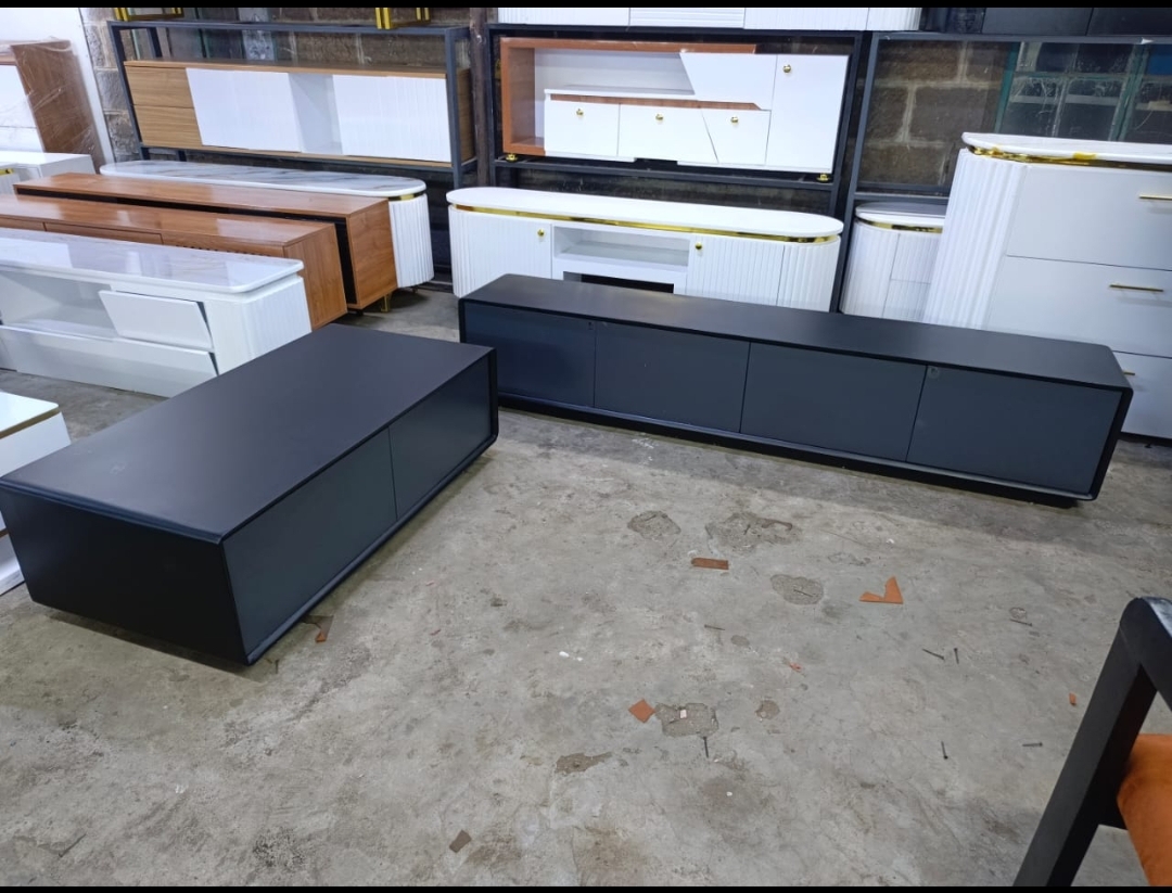 Mat black Tv stand and Coffee table